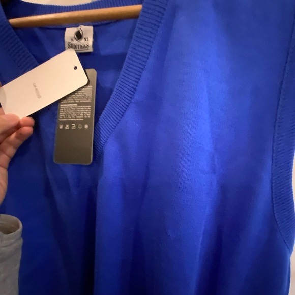 NWT Y2K vintage wool blend royal blue knit sweater vest - Picture 4 of 6